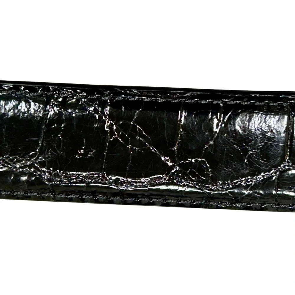 Ben Silver Charleston Genuine Alligator Leather Belt Black